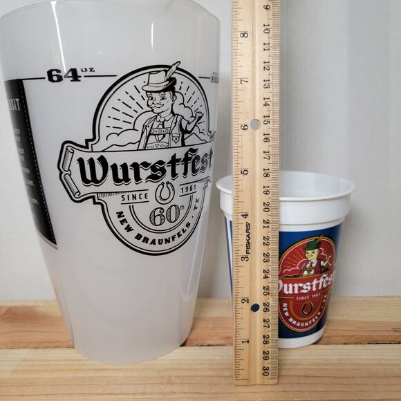 Wurstfest New Braunfels, Tx Plastic Pitcher & 3 Matching Plastic Cups - Picture 7 of 7